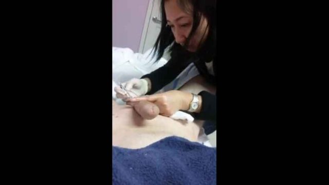 Beauty therapist gives hand job after waxing penis and balls to help ease the pain!